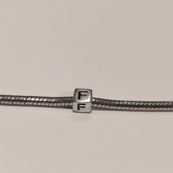 Silver F Spacer Charm for Pandora Style Bracelet - Picture 3 of 5
